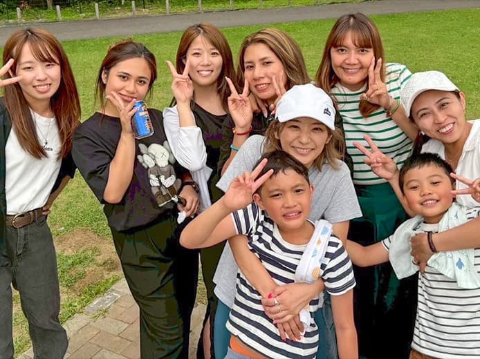 Picnic with smiling staff and their families